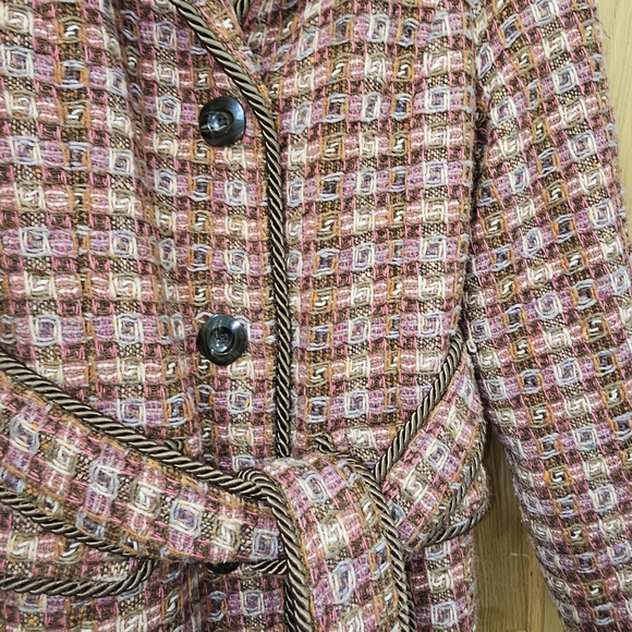The Limited Women's Tweed Trench Coat - Pink and Brown - Picture 4 of 12